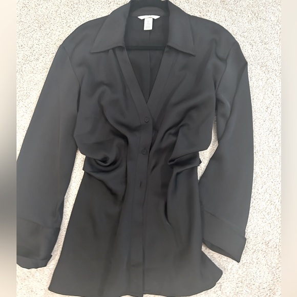 H&M Black Top Wide Sleeve Rush Side - Picture 1 of 11